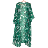 No Brand Sheer Palm Print Long Kimono/ Cover Up- One Size