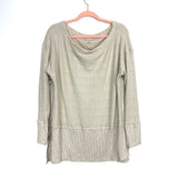 American Eagle Cream Waffle Knit Side Slit Thumb Hole Top- Size L
