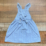 Harbour Blue/White Striped Linen with Front Pocket Jumper Dress- Size 2/3Y