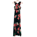 Laundry by Shelli Segal Black Floral Front Slit Chiffon Maxi Dress- Size 0