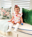 Pink Chicken White Heart Print Bubble- Size 18/24M (sold out online)