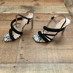 Kat Maconie Raveena Snakeskin Print Black Strap Stilettos- Size 6 (sold out online)