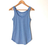 LOFT Blue & White Striped Round Hem Tank- Size M