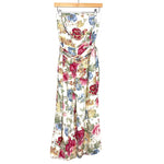 Wayf White Floral Print Belted Strapless Jumpsuit- Size S