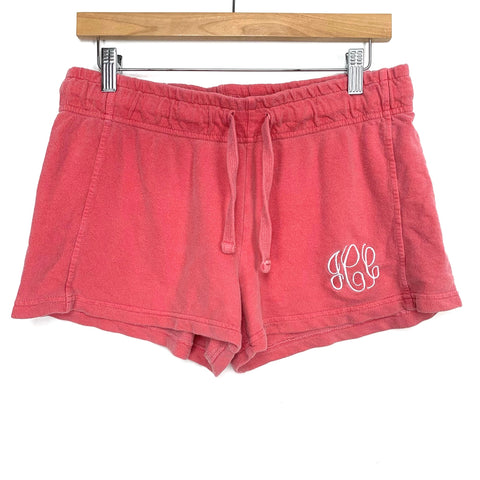 Comfort Colors Monogrammed "JCC" Drawstring Waist Shorts- Size L