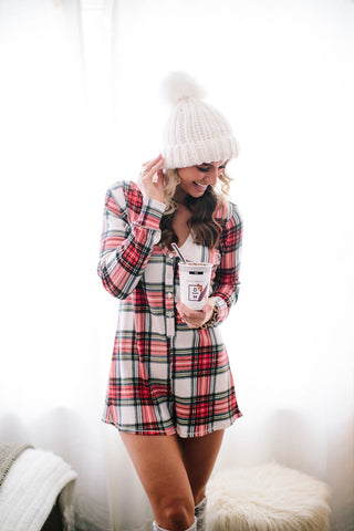 Show Me Your Mumu Plaid Sleeper Romper- Size S (see notes)