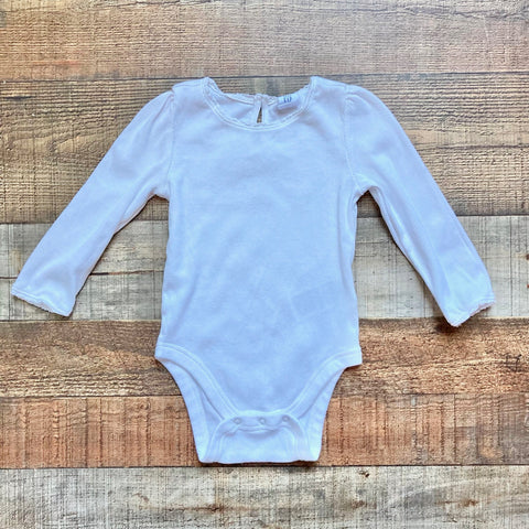 Baby Gap White Ribbed Knit with Lace Collar and Cuffs Onesie- Size 18-24M