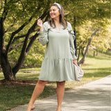 The Drop Green Ruffle Sleeve Drop Waist Dress- Size XL