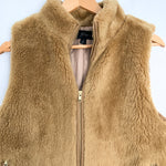 J Crew Tan Faux Fur Vest with Gold Zipper Detail- Size S