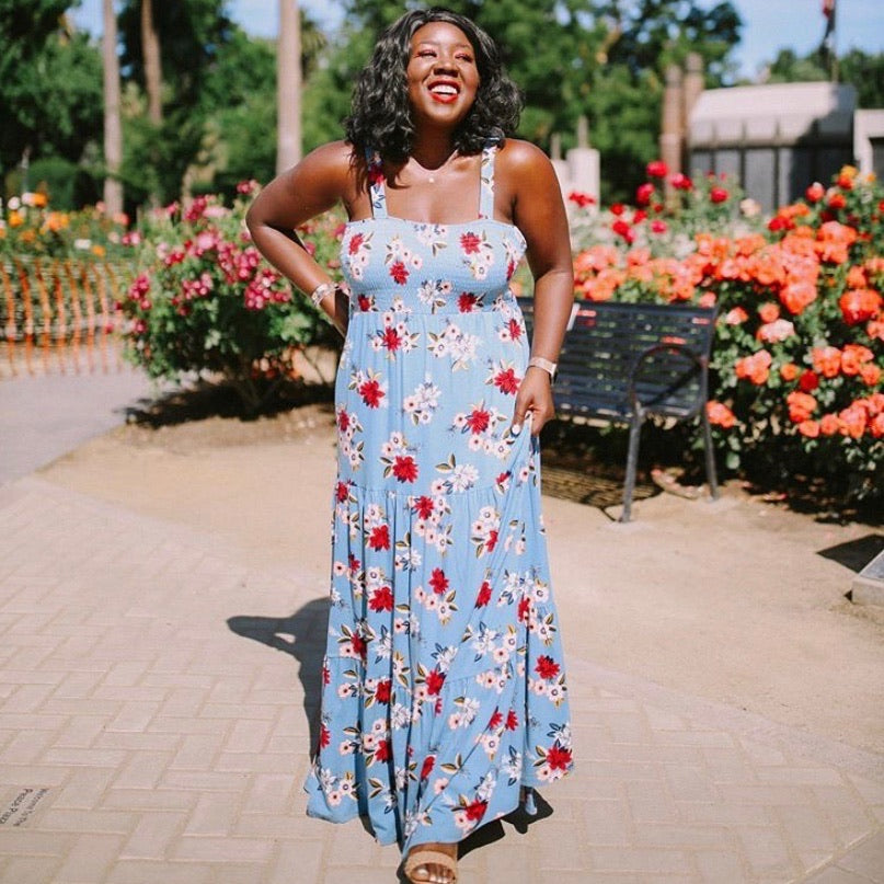 Loft Floral Smocked Tiered Maxi Dress- Size L (see notes) – The Saved Collection