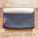 GiGi New York Gold/Black Leather Clutch