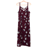 Maurices Wine Floral Dress- Size 1 (Fits like 1X)