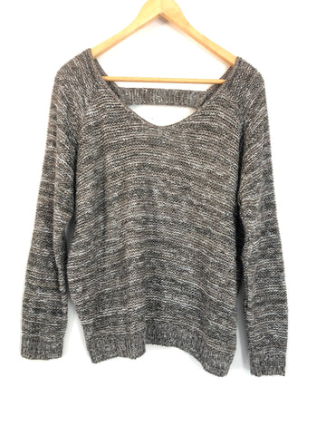 14th & Union Gray Sweater with V-Neck Back- Size S