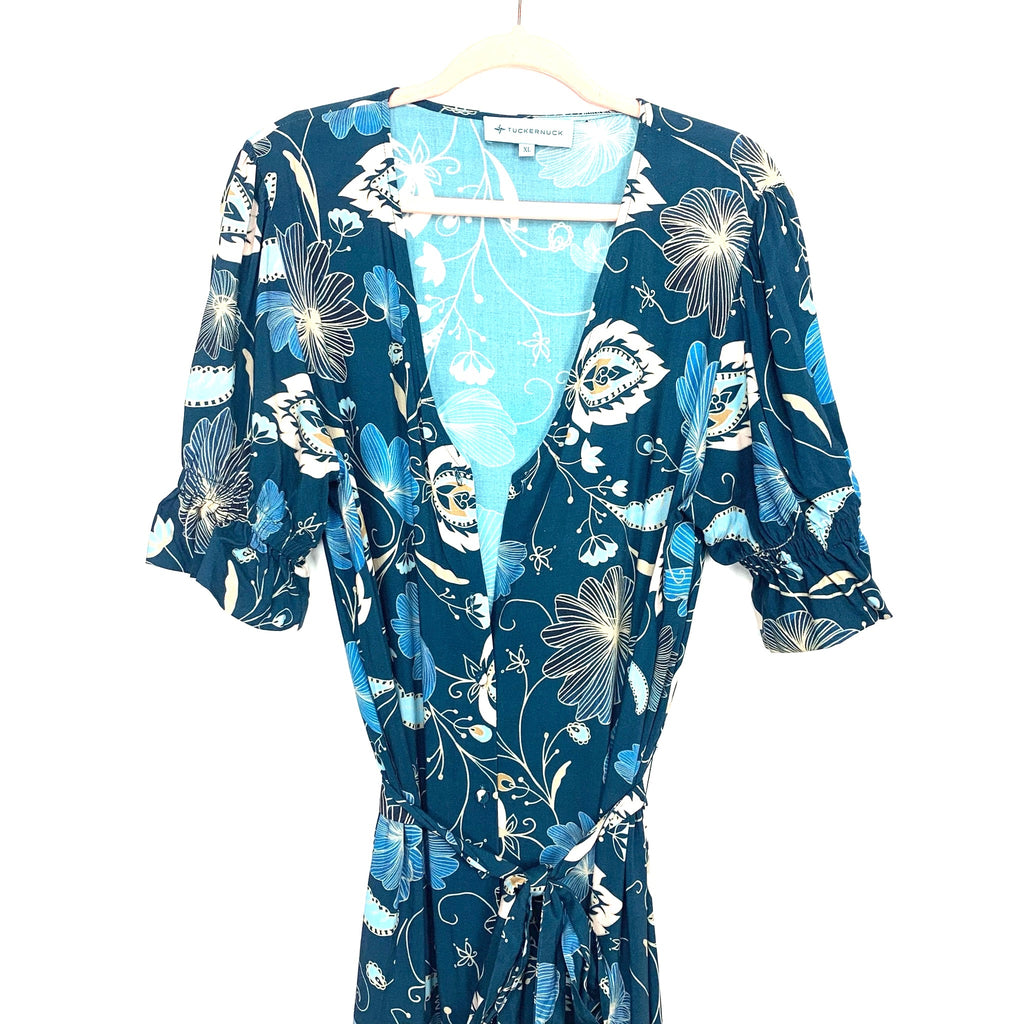 Tuckernuck Teal Floral Print Belted Dress- Size XL (see notes) – The Saved  Collection