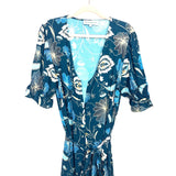 Tuckernuck Teal Floral Print Belted Dress- Size XL (see notes)