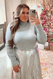 Scoop Light Gray Heather Button Cuff Turtleneck Sweater- Size L (sold out online, see notes)