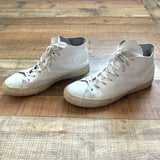 Converse All Star White Leather High Top Sneakers- Size 11 Mens/13 Womens