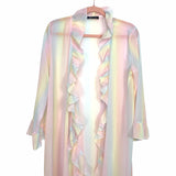 Shein Pastel Rainbow Ruffle Sheer Duster Cover Up- Size S