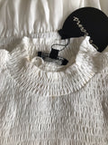 Burans Fashion White Smocked Long Sleeve Peplum Top NWT -Size S (see notes)