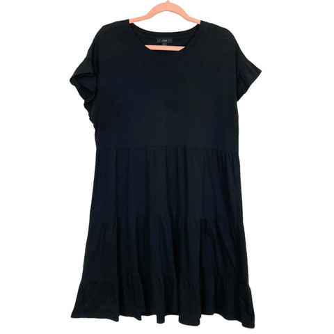 J Crew Black Tiered with Ruffle Sleeves Dress- Size L (see notes)