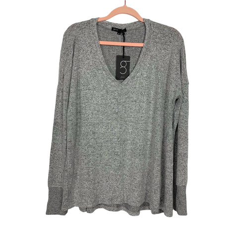 Gibson Light Grey Heathered V-Neck Top NWT- Size M