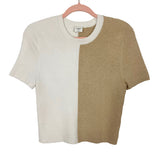 Abercrombie & Fitch Ivory/Tan Color Block Elevated Knit Baby Tee- Size XL (sold out online)