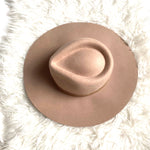 Sole Society Camel Leather Wide Brim Wool Hat- One Size