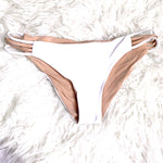 L*SPACE White/Tan Side Strappy Bikini Bottoms- Size M (BOTTOMS ONLY)