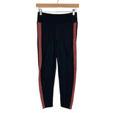 Sweaty Betty Black with Chocolate Side Panels and Black Velvet Stripe 7/8 Leggings- Size S (Inseam 24")