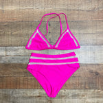 Lovers + Friends Hot Pink Crochet Trim Bikini Top- Size M (sold out online, we have matching bottoms)