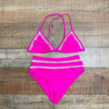 Lovers + Friends Hot Pink Crochet Trim Bikini Top- Size M (sold out online, we have matching bottoms)