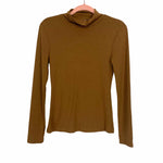 Glam Sesh Brown Mock Neck Long Sleeve Top- Size S