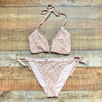 Aerie Mocha/Peach Floral Triangle Bikini Top- Size XXL (we have matching bottoms, sold out online)