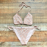 Aerie Mocha/Peach Floral Triangle Bikini Top- Size XXL (we have matching bottoms, sold out online)