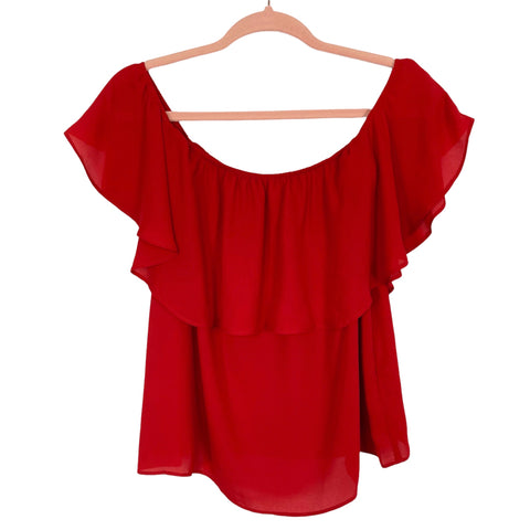 Show Me Your Mumu Red Ruffle Off the Shoulder Top- Size S (see notes)