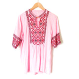 No Brand Pink Embroidered Blouse- Size S