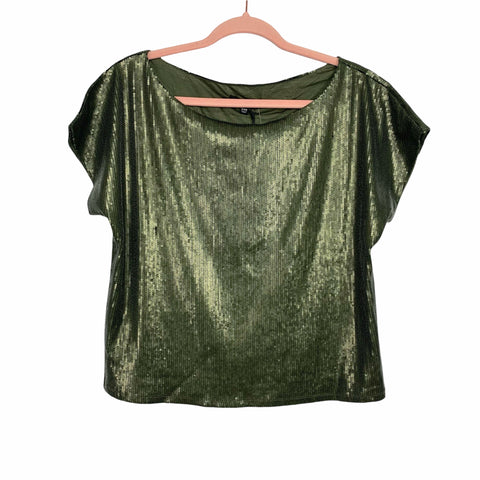 Gibson Look Olive Sequin Top NWT- Size XS