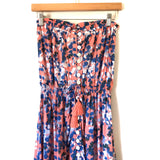 Tiare Hawaii Coral/Blue Printed Ryder Maxi Dress with Front Slit NWT- Size S/M