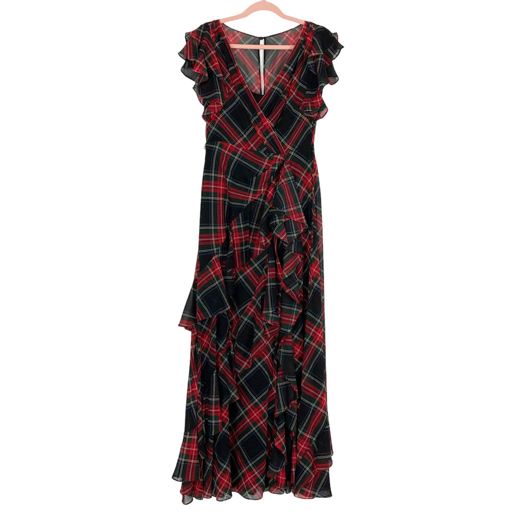 navy blue wedding dress POLO Ralph Lauren Red And Cream Plaid Checked Maxi Dress US 4 UK 8 S S –  Afashionistastore main image 0