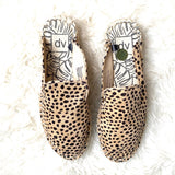 Dolce Vita Tan & Black Spotted Animal Print Slip Ons- Size 6.5