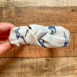 No Brand Cream with Blue and Pink Birds Top Knot Headband