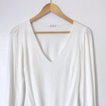 Vestique White V-Neck Long Sleeve Bodysuit- Size S