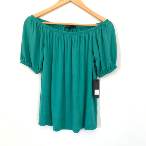 Gibson Teal Hot Summer Nights Off the Shoulder Blouse NWT- Size XS