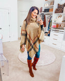 Pink Lily Tan Plaid Stay Classy Poncho (sold out online)