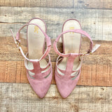 BC Born in California Suede Closed Toe Strappy Block Heel Sandals- Size 9.5 (see notes)
