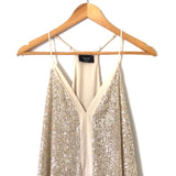 Vici Champagne Sequin Racerback Blouse- Size S