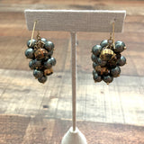 J Crew Silver Bead/Rhinestone Cluster Dangle Earrings