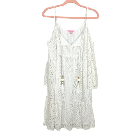 Lilly Pulitzer White Lace Cold Shoulder Dress- Size L  The Saved Collection
