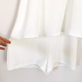 DO+ BE White Ruffle Collar Tie Back Tiered Romper- Size M