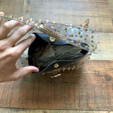 No Brand Clear/Gold Studded Handbag With Black Removable Pouch